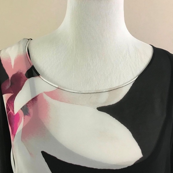 NEW Alfani Sheer Floral Blouse Black Pink Size 0X - Picture 7 of 8